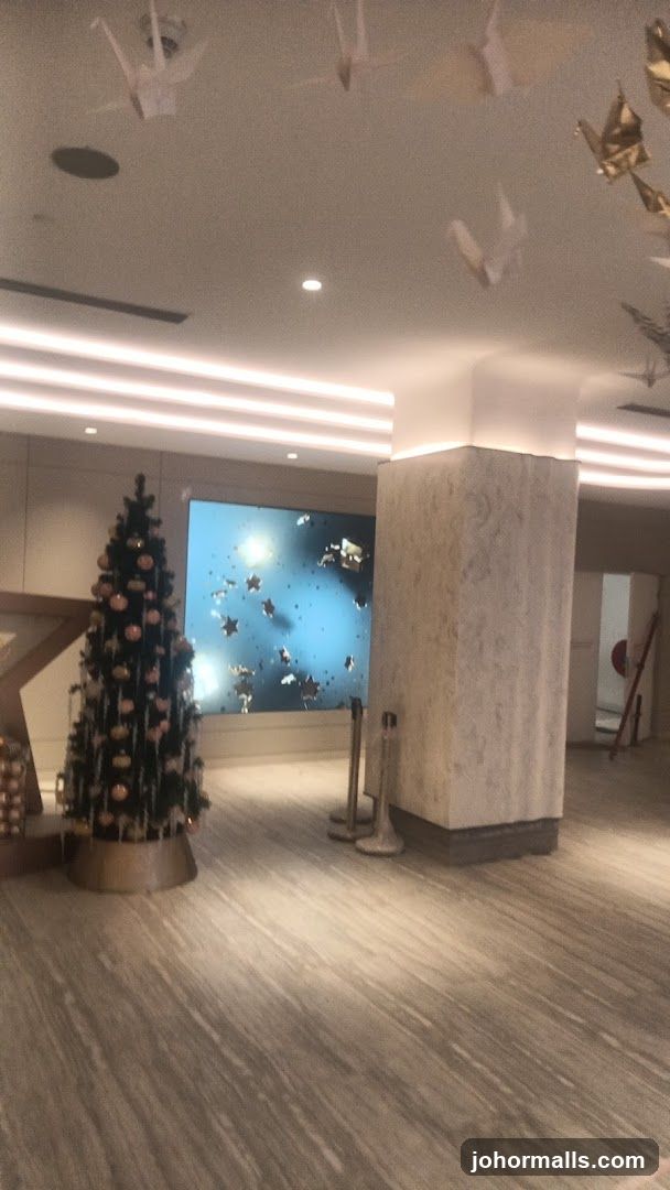 Interior with Christmas Tree and Digital Display