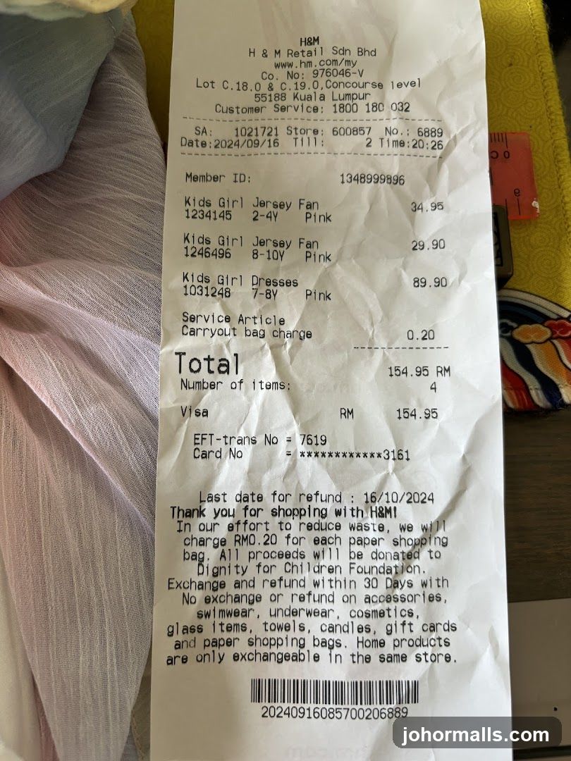 H&M Receipt