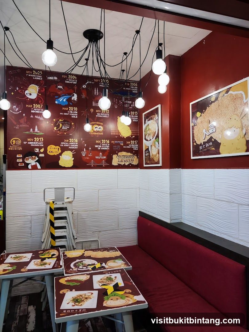 Restaurant Interior with Timeline and Food Displays