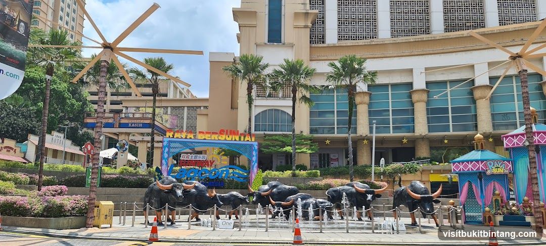 Outdoor Festive Display with Buffalo Sculptures