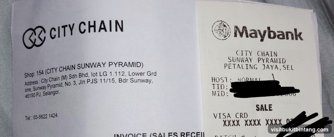 City Chain Receipt
