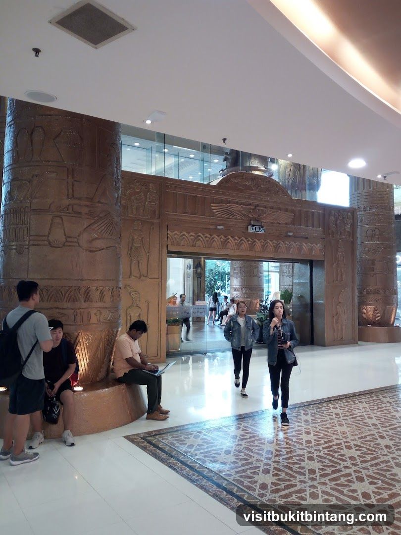 Interior of a building with Egyptian-themed columns