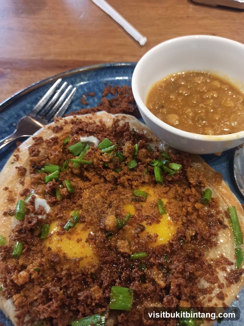 Savory Flatbread with Egg and Side of Lentils