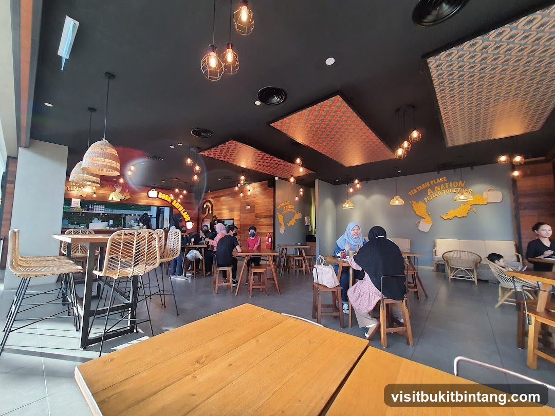 Interior of a cafe with customers