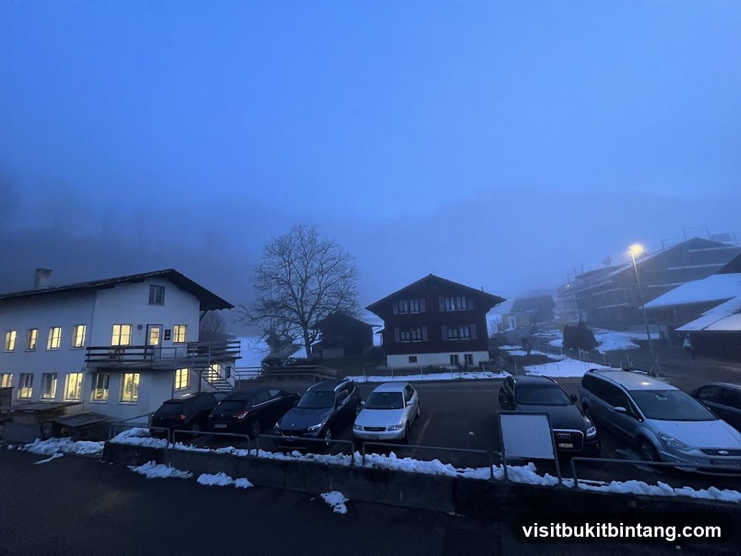 Misty Mountain Village at Dusk