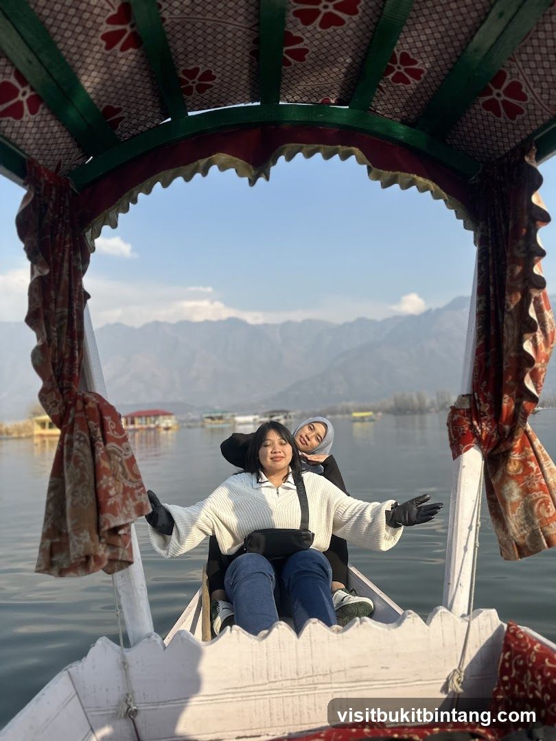 Two women in a boat on a lake