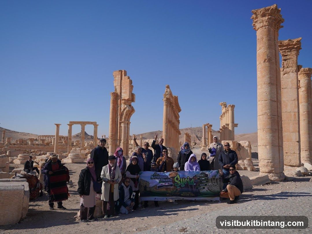 Tour group at ancient ruins