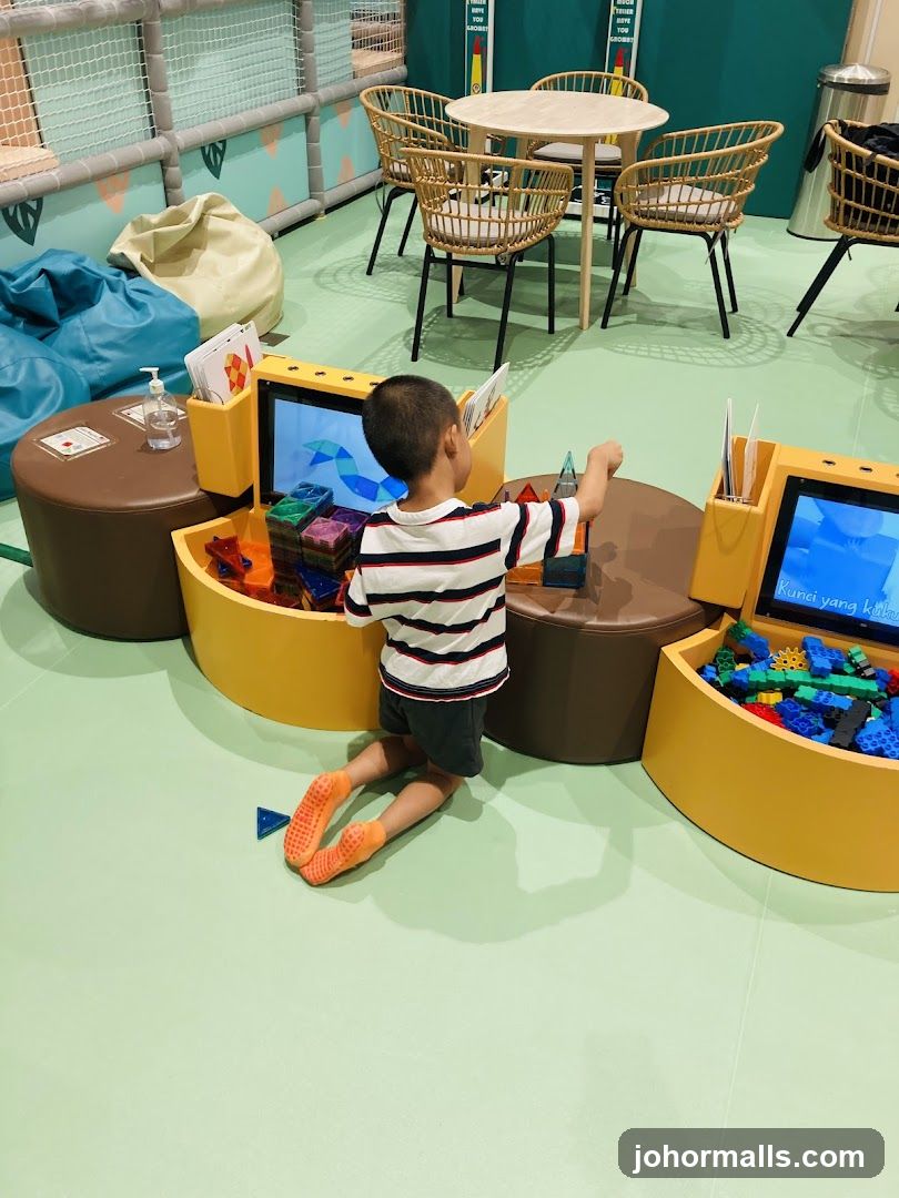 Child playing with magnetic blocks