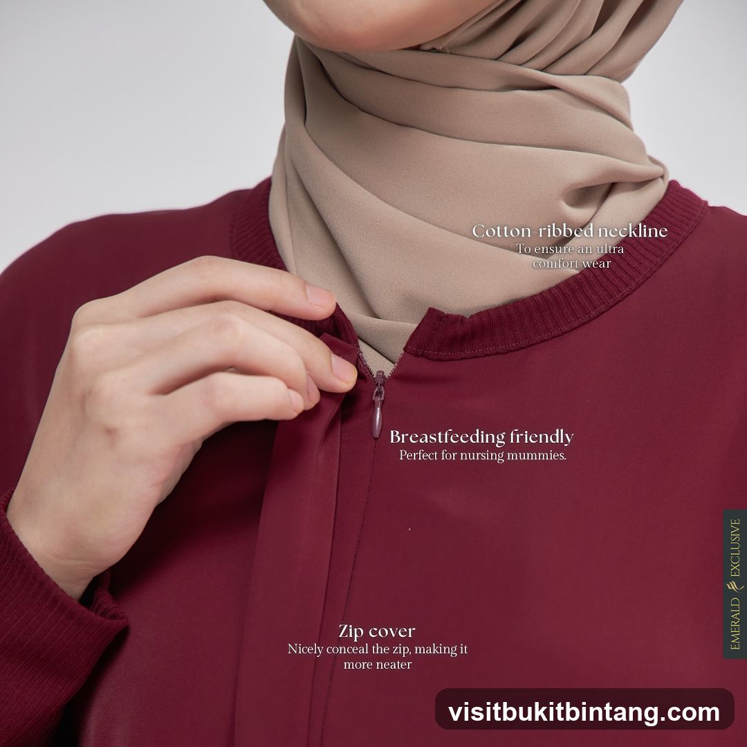 Maroon Abaya with Breastfeeding Friendly Features