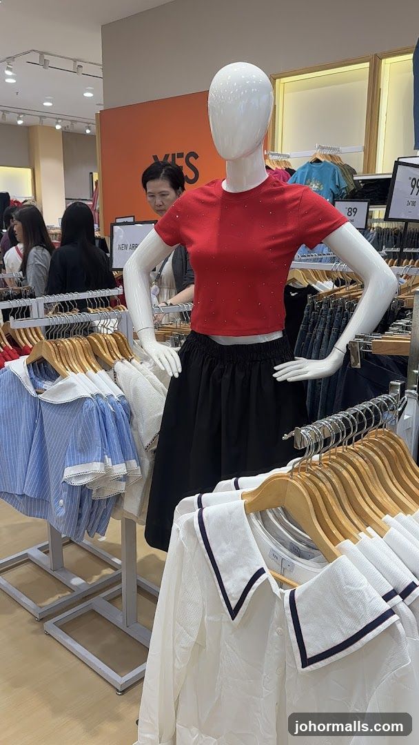 Mannequin in Red Top and Black Skirt