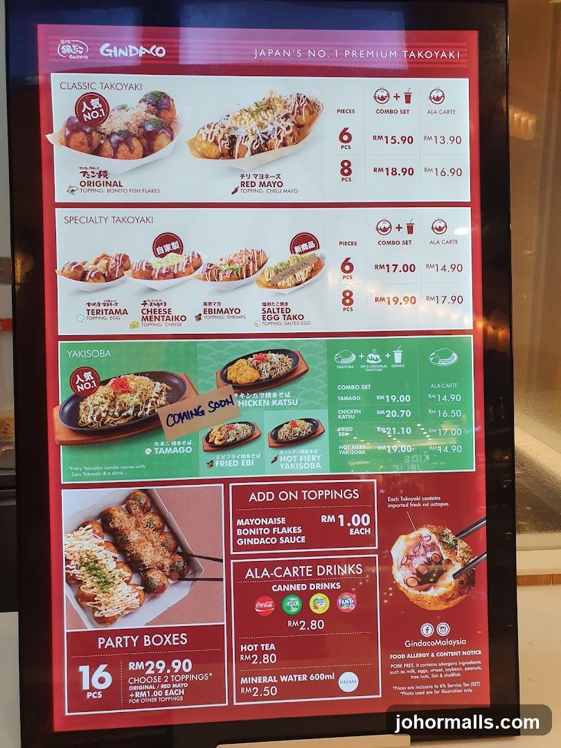 GINDACO Menu