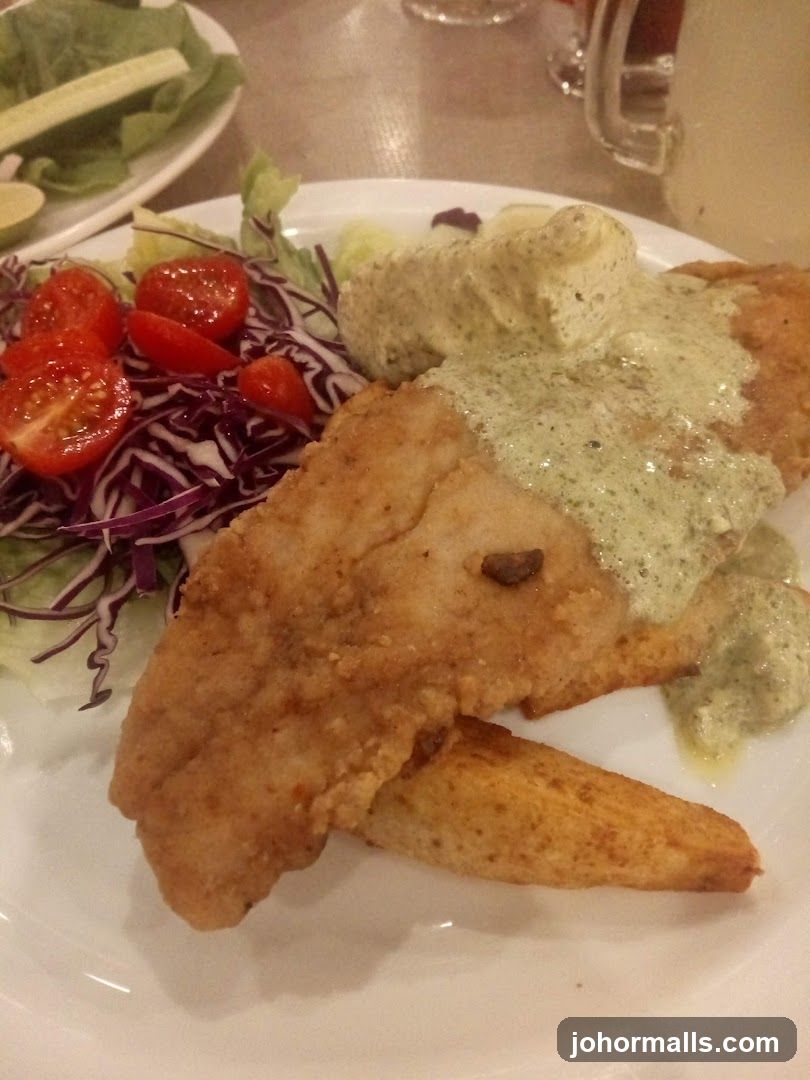 Fried Fish with Salad and Sauce