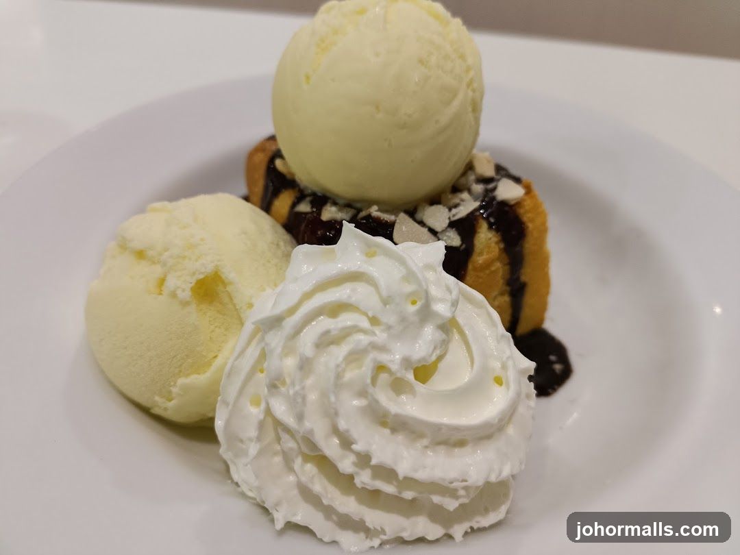 Dessert with Ice Cream and Whipped Cream