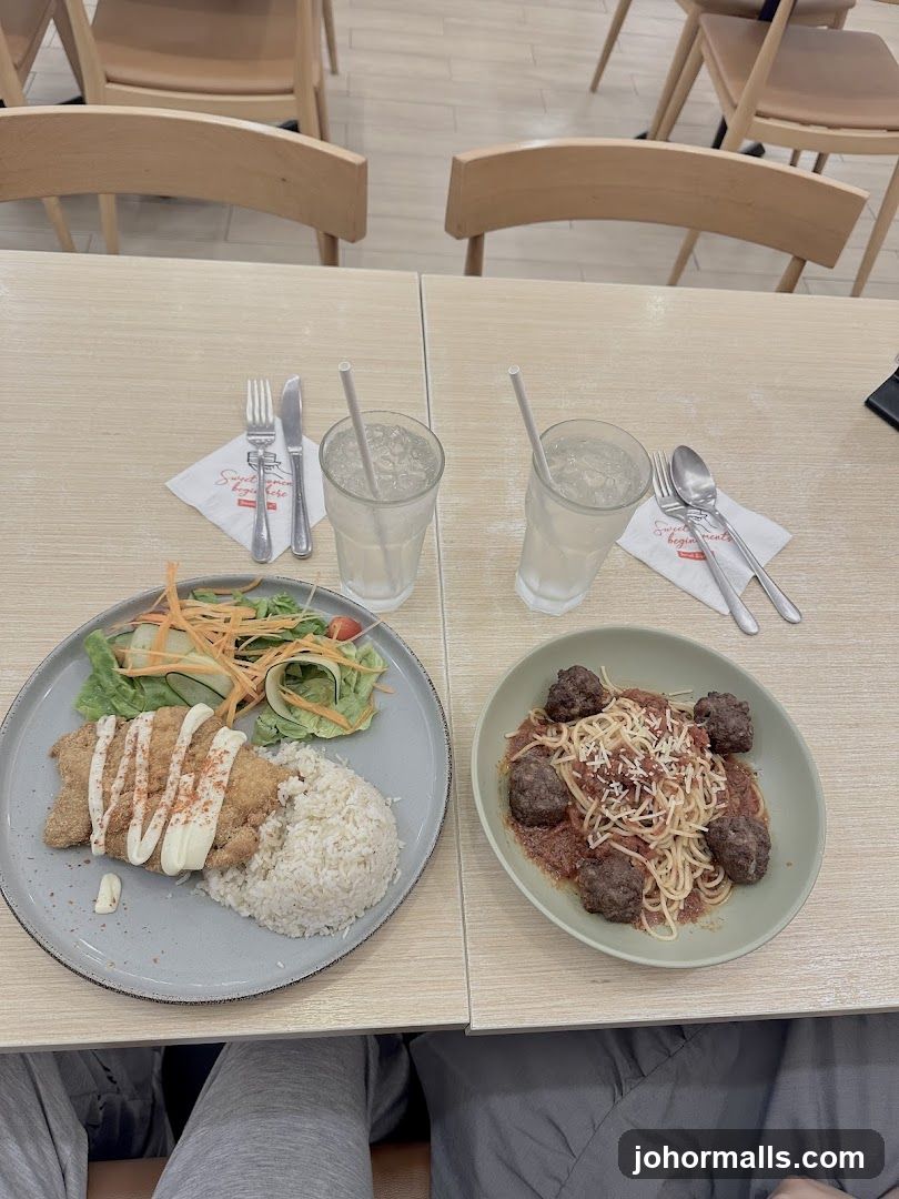 Restaurant Table Setting with Food