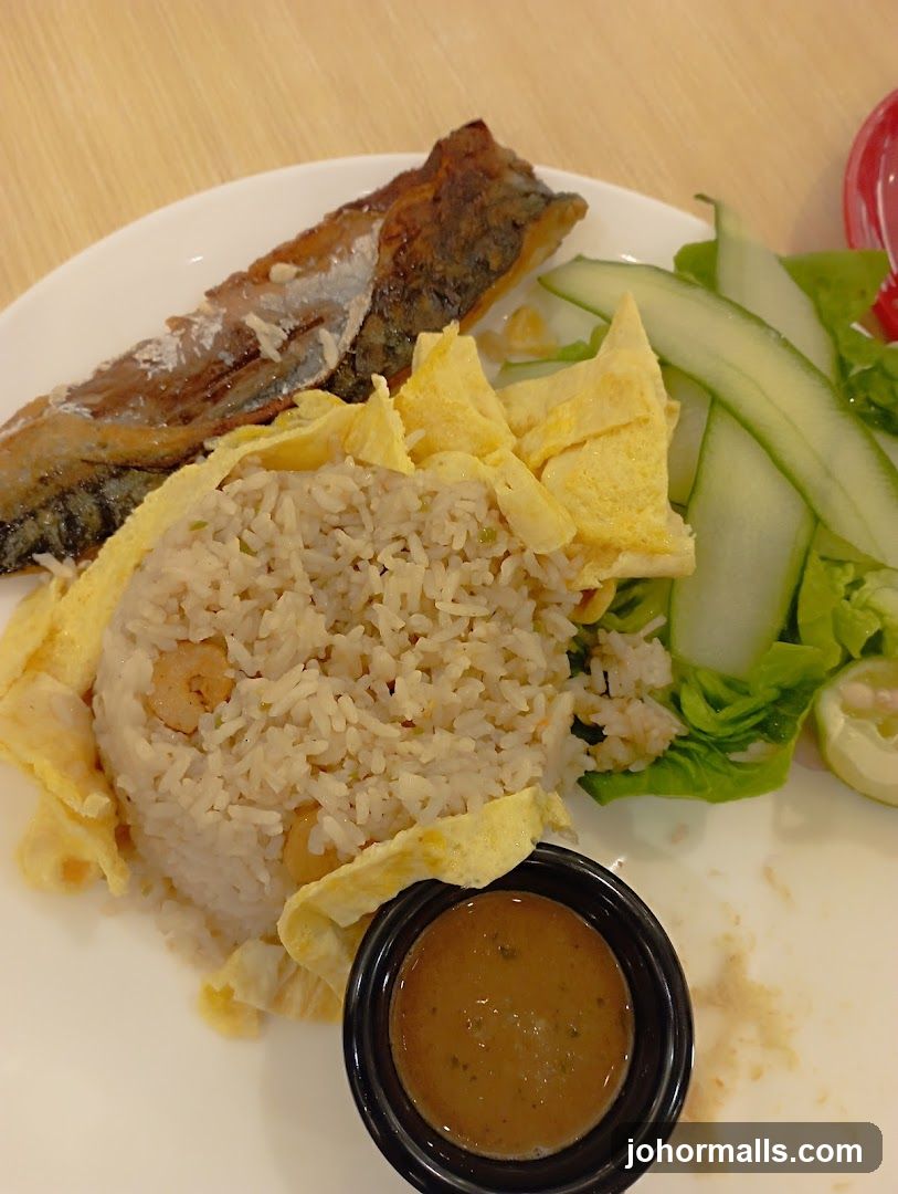Fried Fish with Rice and Salad