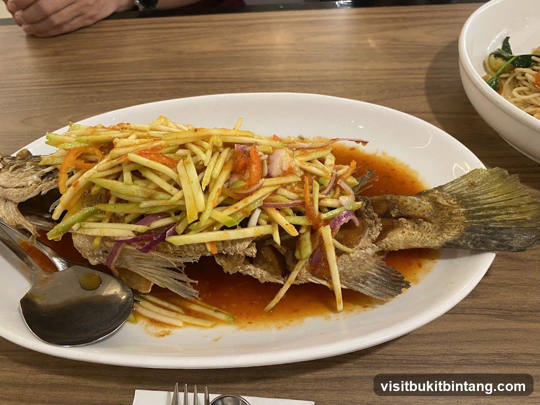 Fried Fish with Mango Salad