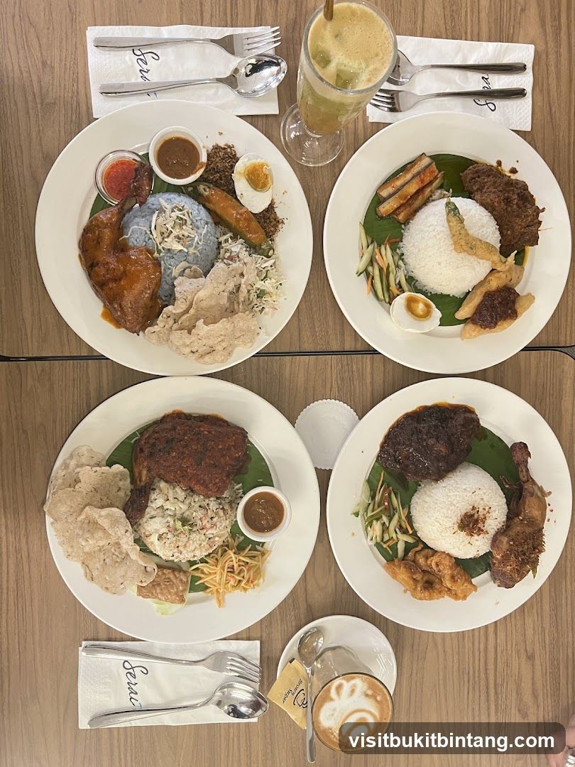 Four Plates of Nasi Lemak and Drinks