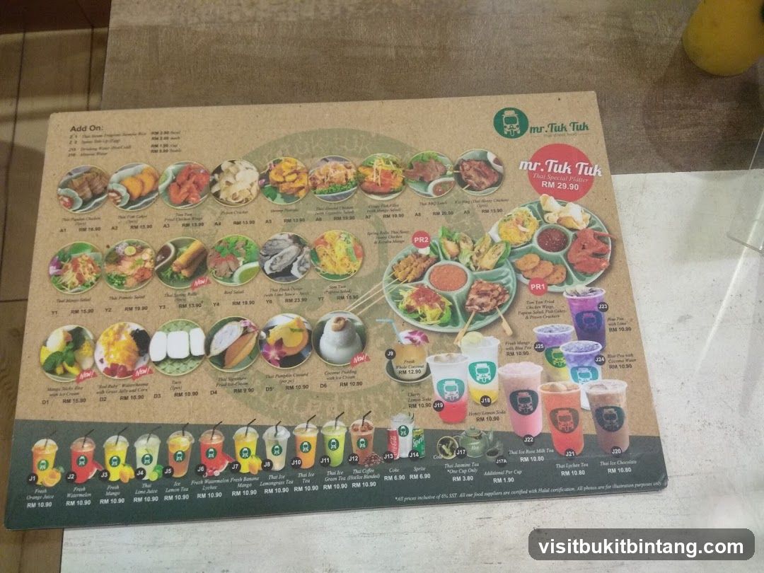 Mr. Tuk Tuk Menu