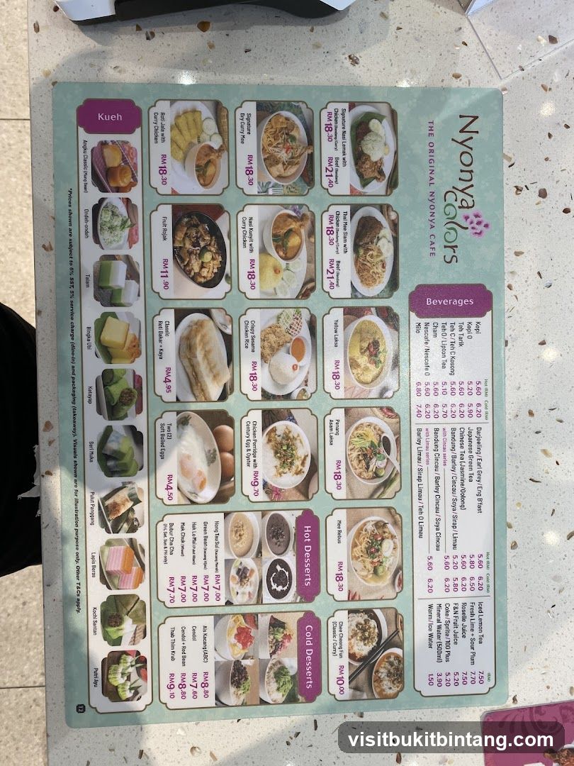 Nyonya Colors The Original Nyonya Cafe Menu