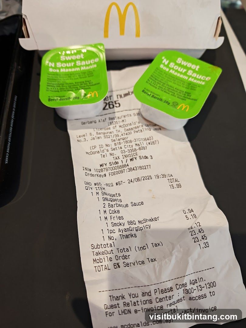 McDonald's Receipt and Sauces