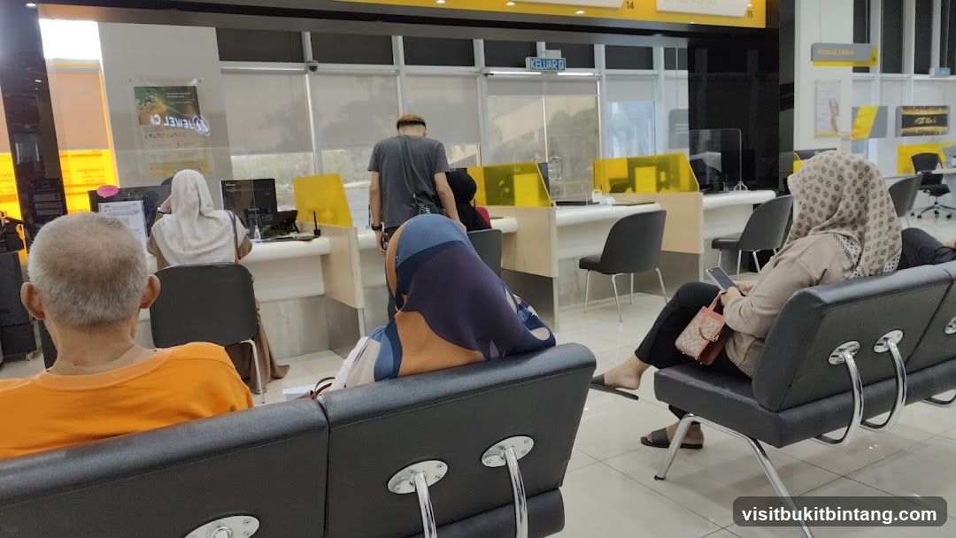 Bank Interior with Waiting Customers