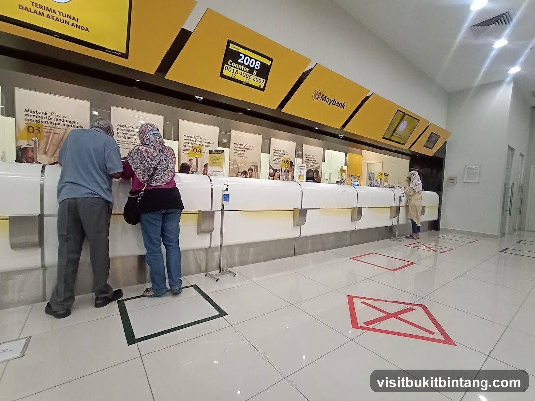 Bank Interior with Social Distancing Markers