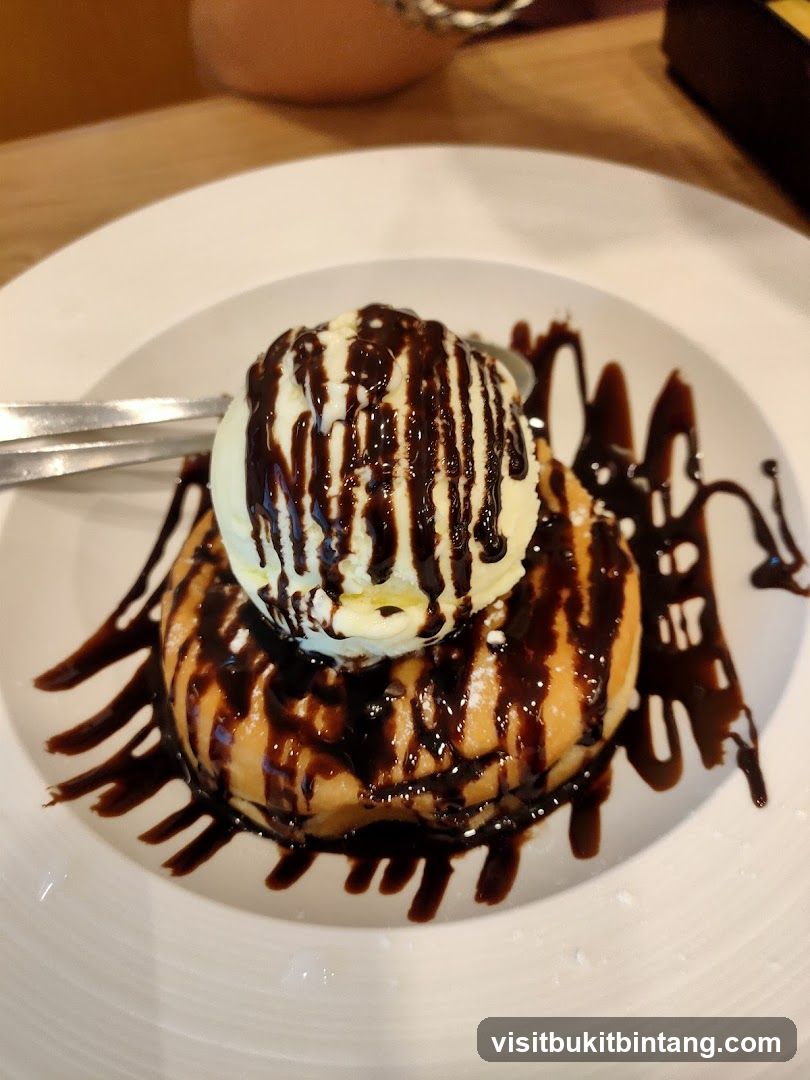 Dessert with Ice Cream and Chocolate Sauce