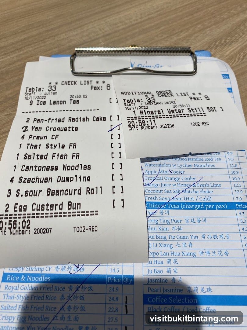 Dim Sum Menu