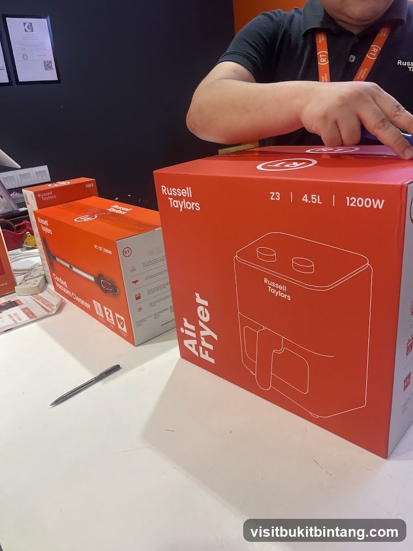 Russell Taylors Air Fryer and Vacuum Cleaner Boxes