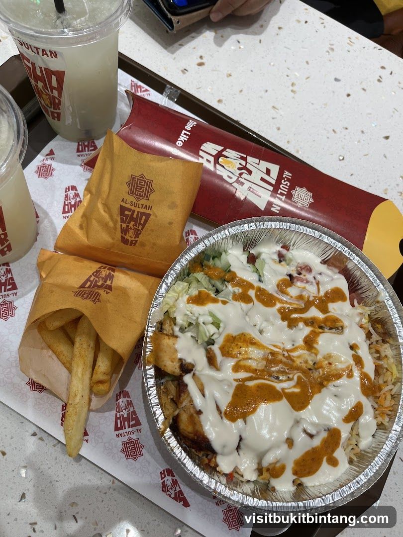 Chicken Shawarma Platter with Fries and Drinks