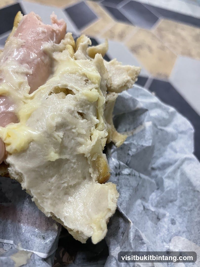 Close-up of a sandwich with creamy filling