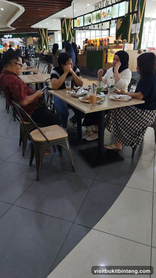 People eating at a food court