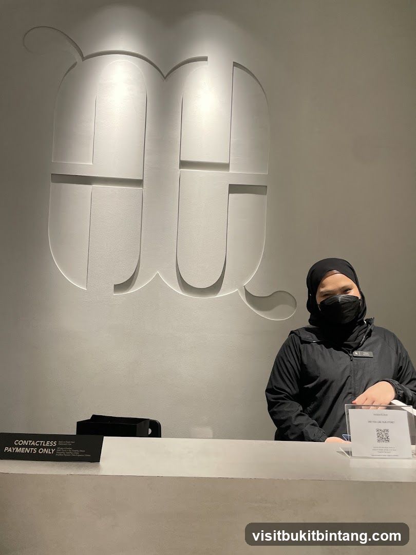 Reception Desk with Staff and Logo
