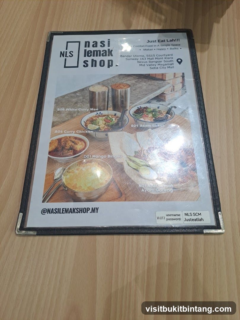 NLS Nasi Lemak Shop Menu