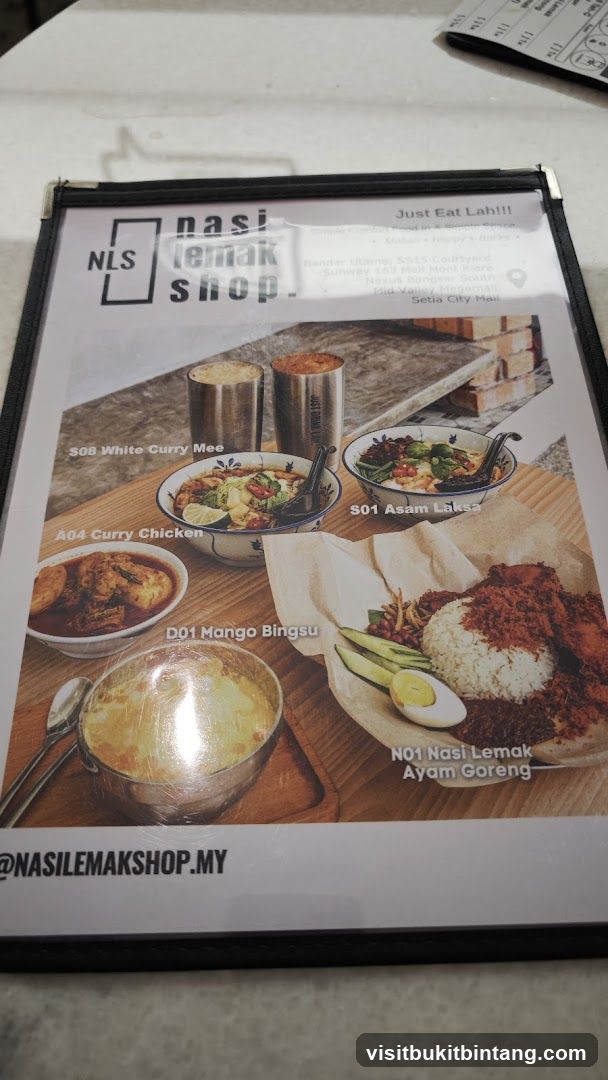 Nasi Lemak Shop Menu