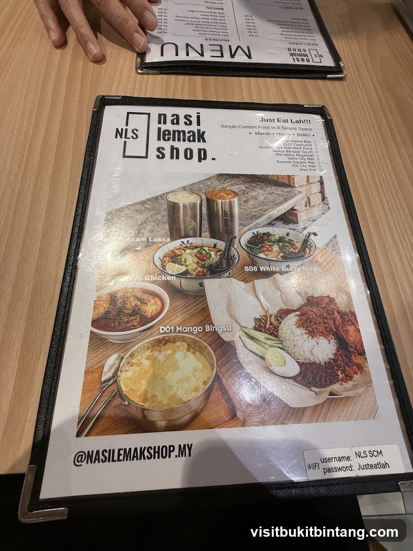 Nasi Lemak Shop Menu