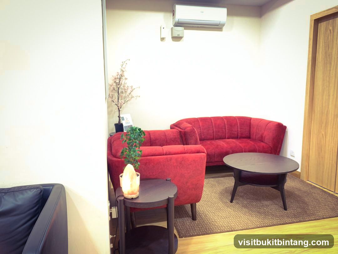Waiting Area with Red Sofas