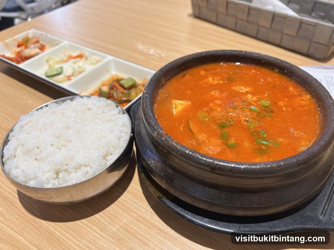 Korean Stew with Rice and Side Dishes