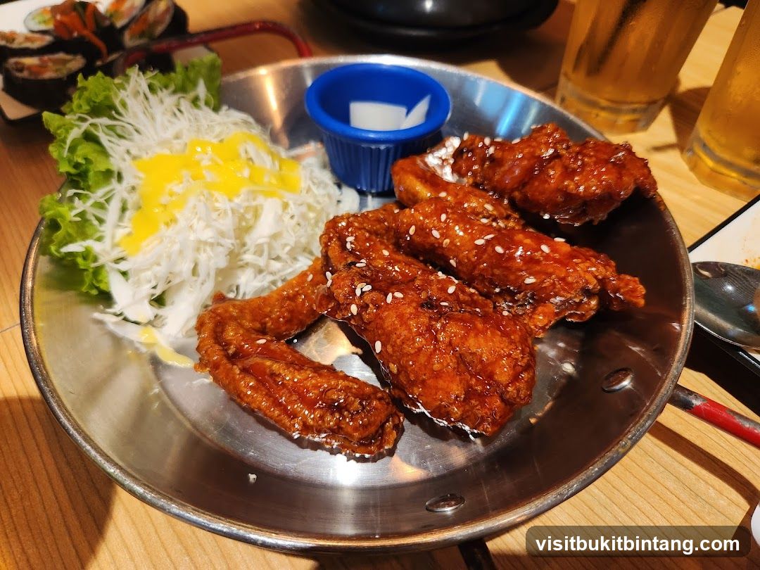 Fried Chicken Wings with Salad