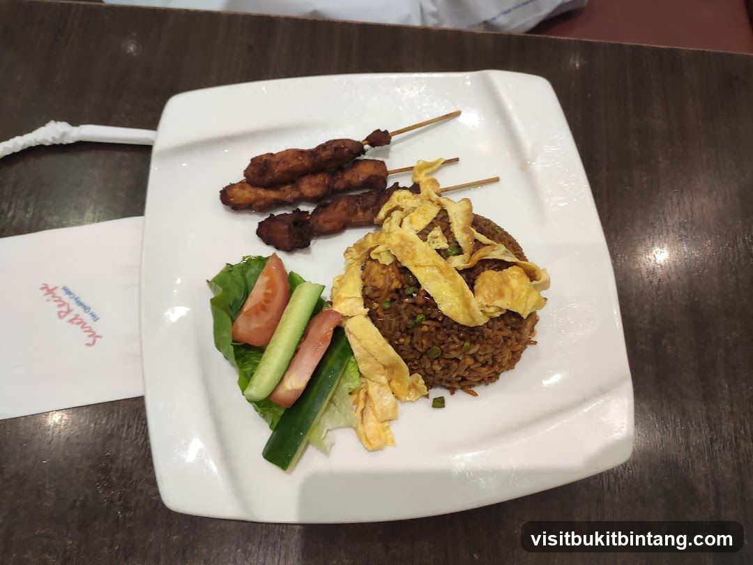 Fried Rice with Chicken Skewers and Salad