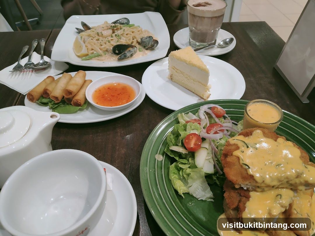 Table with food and drinks