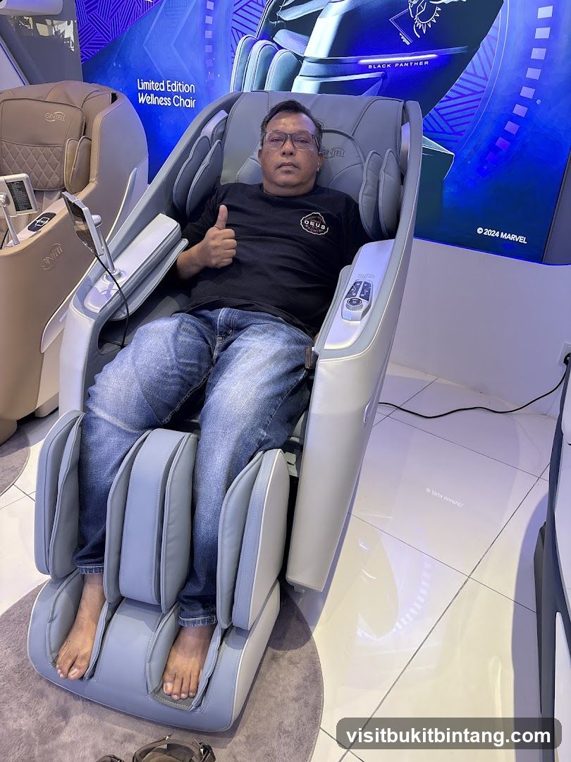 Man testing a massage chair