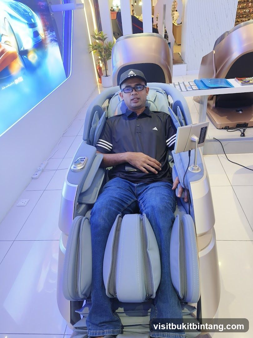 Man sitting in a massage chair