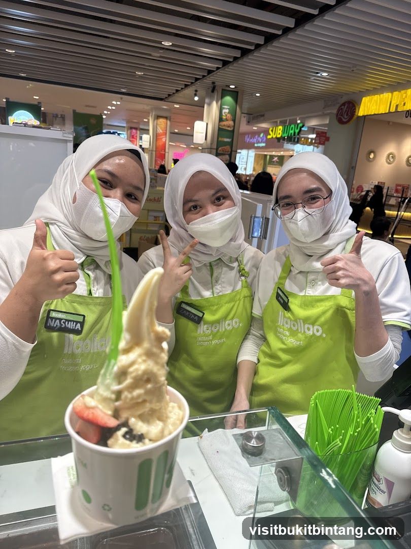 Employees with Frozen Yogurt