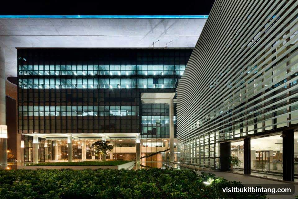 Modern Office Building Exterior at Night