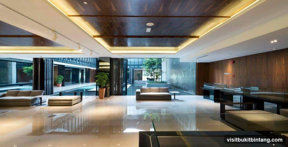 Modern Lobby with Seating and Display Cases