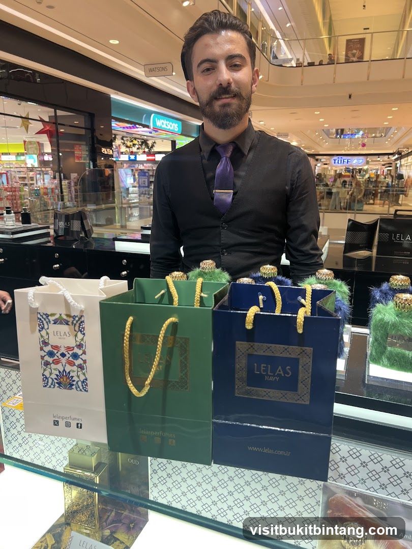 Sales Associate with Perfume Bags