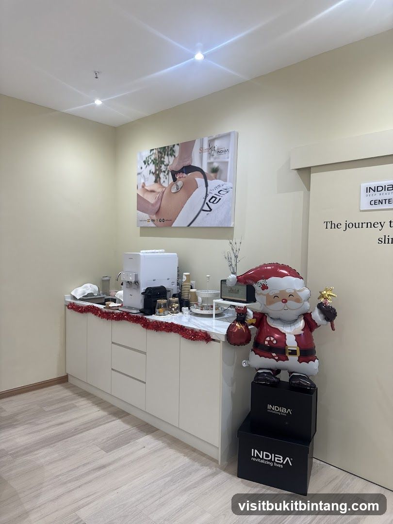 Waiting area with holiday decorations