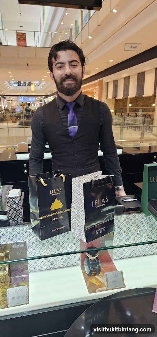 Salesperson with Perfume Bags
