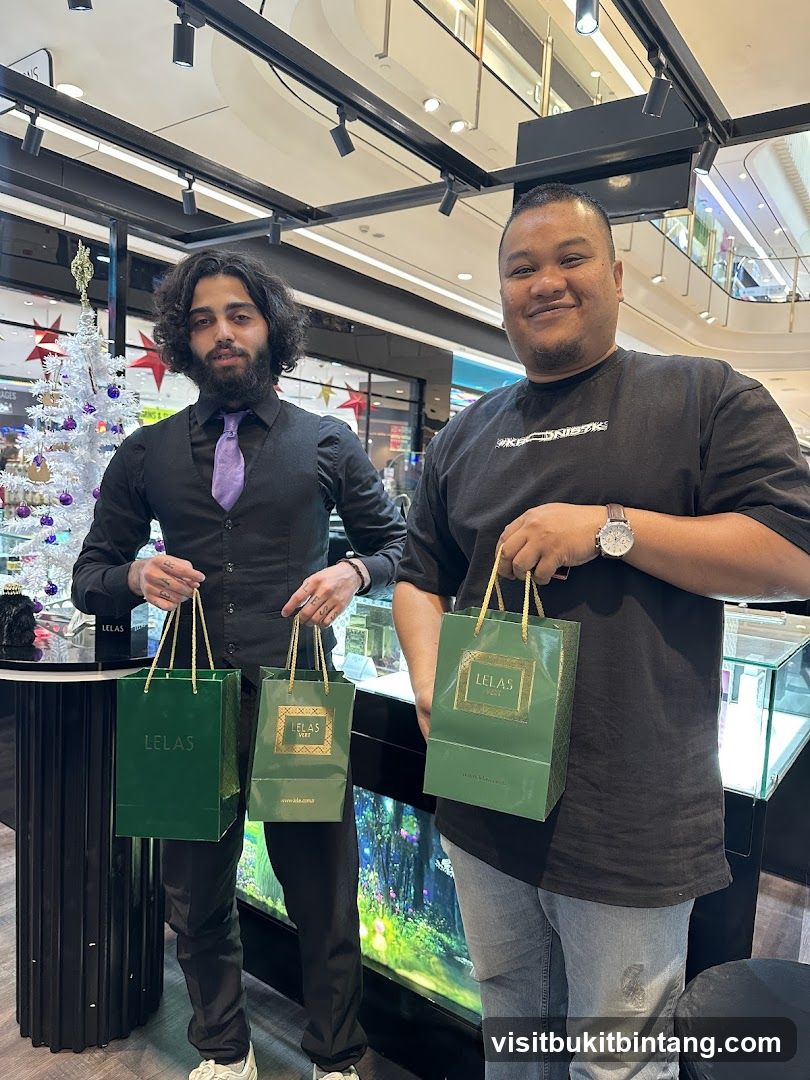 Two men holding shopping bags